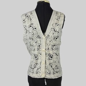 Rafaella Ivory Crochet Knit Vest SP Bohemian Hippie Fairy Festival Cottagecore